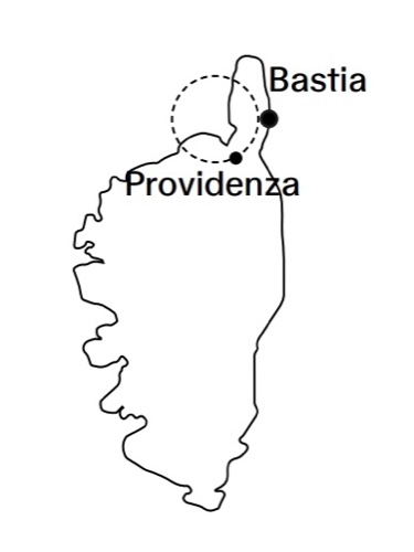 Carte de la Corse — Providenza près de Bastia