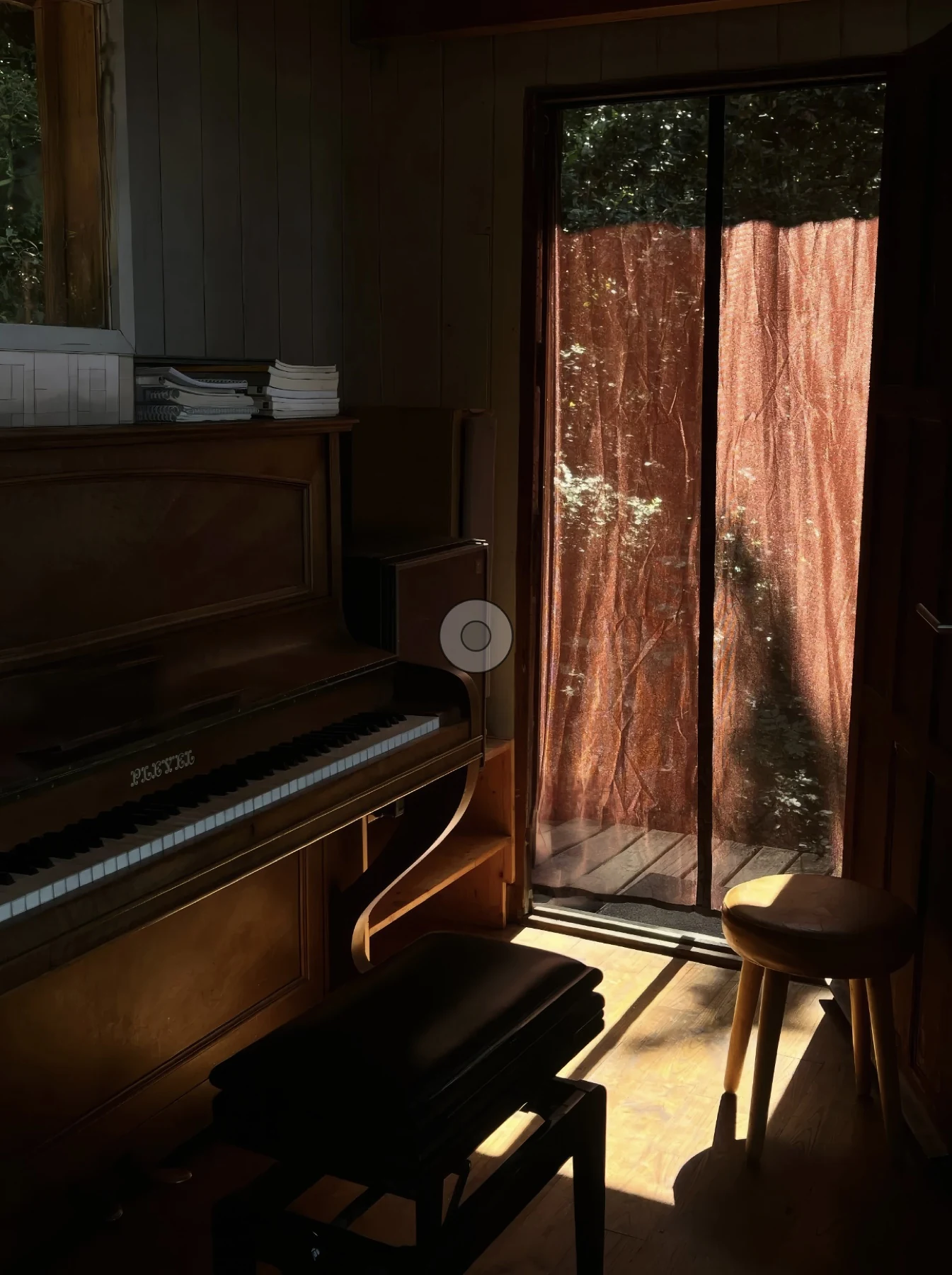 Piano dans l'intérieur boisé